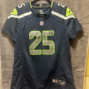 NFL Navy and Lime Jersey 25 Richard Sherman. (Not official NFL)